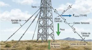 Torre con cables tensores